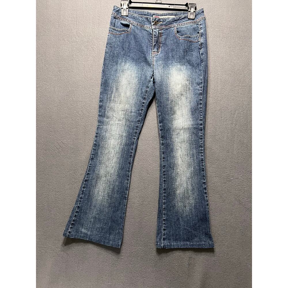 One Tuff Babe Stretch Jeans Bootcut Gentle Distress Women’s 7/8 Boyfriend 29x 27